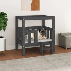 vidaXL Cuccia per Cani Grigio 65,5x50,5x70 cm in Legno Massello di Pino