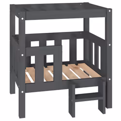 vidaXL Cuccia per Cani Grigio 65,5x50,5x70 cm in Legno Massello di Pino - Vista aggiuntiva 2