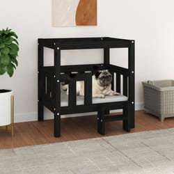 Vidaxl - Letto per Cani, Cuccia per Cani Nera 65,5x43x70 cm in Legno Massello di Pino 8224