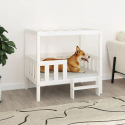 Letto per Cani, Cuccia per Cani Bianco 95,5x73,5x90cm in Legno Massello di Pino Vidaxl 8140