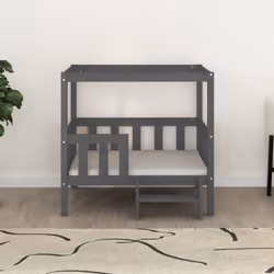 vidaXL Cuccia per Cani Grigio 95,5x73,5x90cm in Legno Massello di Pino - Vista aggiuntiva 3