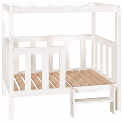 vidaXL Cuccia per Cani Bianca 105,5x83,5x100 cm Legno Massello di Pino - Vista aggiuntiva 2