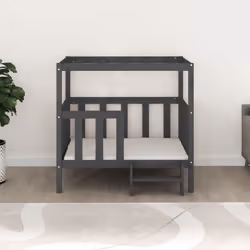 vidaXL Cuccia per Cani Grigia 105,5x83,5x100cm Legno Massello di Pino - Vista aggiuntiva 3
