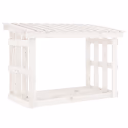 vidaXL Portalegna Bianco 108x64,5x77 cm in Legno Massello di Pino - Vista aggiuntiva 2