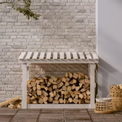 vidaXL Portalegna Bianco 108x64,5x77 cm in Legno Massello di Pino - Vista aggiuntiva 3