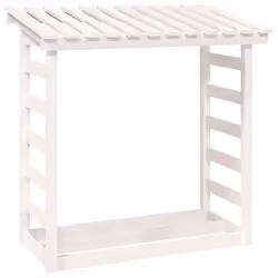 vidaXL Portalegna Bianco 108x64,5x110 cm in Legno Massello di Pino - Vista aggiuntiva 2