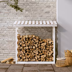 vidaXL Portalegna Bianco 108x64,5x110 cm in Legno Massello di Pino - Vista aggiuntiva 3