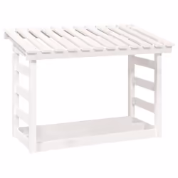 vidaXL Portalegna Bianco 108x64,5x78 cm in Legno Massello di Pino - Vista aggiuntiva 2