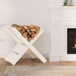 Portaceppi Bianco 47x39,5x48 cm in Legno Massello di Pinocod mxl 103432 - Vista aggiuntiva 3