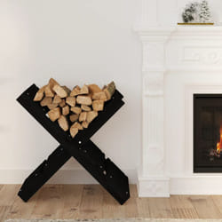 Vidaxl - Portaceppi Nero 47x39,5x48 cm in Legno Massello di Pino