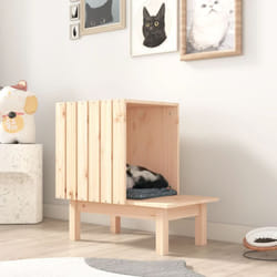 Casetta per Gatti in Legno Massello di Pino 60x36x60 cm vari colori colore: Naturale