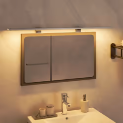 Questa moderna lampada da specchio a LED è perfettamente adatta come elegante lampada da bagno, grazie alle sue semplici cara ...