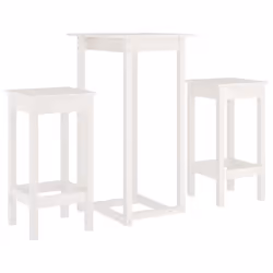 vidaXL Set da Bar 3 pz Bianco in Legno Massello di Pino - Vista aggiuntiva 2