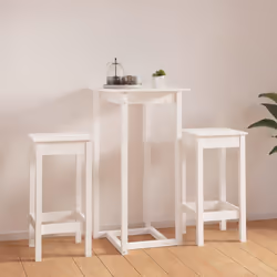 vidaXL Set da Bar 3 pz Bianco in Legno Massello di Pino - Vista aggiuntiva 3