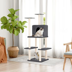 Tiragraffi per gatti, Albero per Gatti con Tiragraffi in Sisal Grigio Scuro 144, 5 cm Vidaxl