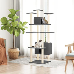 Tiragraffi per gatti, Albero per Gatti con Tiragraffi in Sisal Grigio Scuro 162 cm Vidaxl
