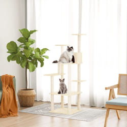 Tiragraffi per gatti, Albero per Gatti con Tiragraffi in Sisal Crema 153 cm Vidaxl