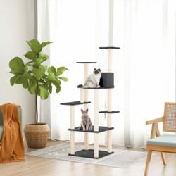 Tiragraffi per gatti, Albero per Gatti con Tiragraffi in Sisal Grigio Scuro 153 cm Vidaxl