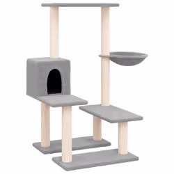 vidaXL Albero per Gatti con Tiragraffi in Sisal Grigio Chiaro 94,5 cm - Vista aggiuntiva 2