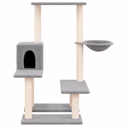 vidaXL Albero per Gatti con Tiragraffi in Sisal Grigio Chiaro 94,5 cm - Vista aggiuntiva 3