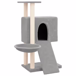 vidaXL Albero per Gatti con Tiragraffi in Sisal Grigio Chiaro 96 cm - Vista aggiuntiva 2