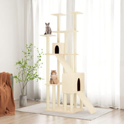 Tiragraffi per gatti, Albero per Gatti con Tiragraffi in Sisal Crema 190 cm Vidaxl