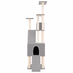 vidaXL Albero per Gatti con Tiragraffi in Sisal Grigio Chiaro 190 cm - Vista aggiuntiva 3