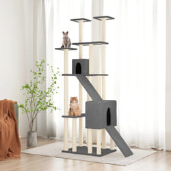 vidaXL Albero per Gatti con Tiragraffi in Sisal Grigio Scuro 190 cm