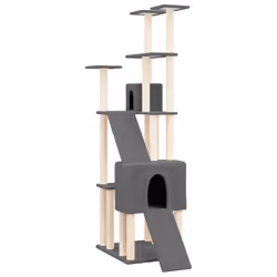 vidaXL Albero per Gatti con Tiragraffi in Sisal Grigio Scuro 190 cm - Vista aggiuntiva 2