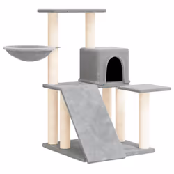 vidaXL Albero per Gatti con Tiragraffi in Sisal Grigio Chiaro 82 cm - Vista aggiuntiva 2
