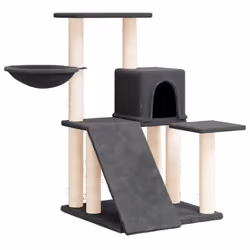 vidaXL Albero per Gatti con Tiragraffi in Sisal Grigio Scuro 82 cm - Vista aggiuntiva 2