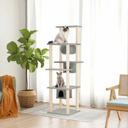 Tiragraffi per gatti, Albero per Gatti con Tiragraffi in Sisal Grigio Chiaro 169 cm Vidaxl