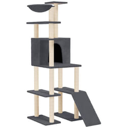 Albero per Gatti con Tiragraffi in Sisal Grigio Scuro 166 cm Vidaxl