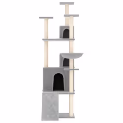 vidaXL Albero per Gatti con Tiragraffi in Sisal Grigio Chiaro 175 cm - Vista aggiuntiva 3