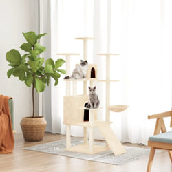 Albero per Gatti con Tiragraffi in Sisal Crema 154 cm Vidaxl