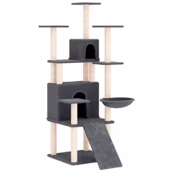 vidaXL Albero per Gatti con Tiragraffi in Sisal Grigio Scuro 154 cm - Vista aggiuntiva 2