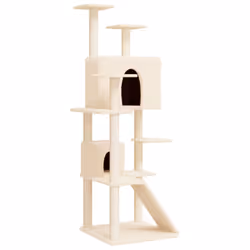 vidaXL Albero per Gatti con Tiragraffi in Sisal Crema 153 cm - Vista aggiuntiva 2