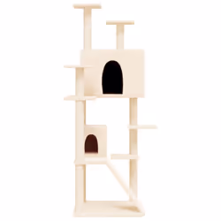 vidaXL Albero per Gatti con Tiragraffi in Sisal Crema 153 cm - Vista aggiuntiva 3