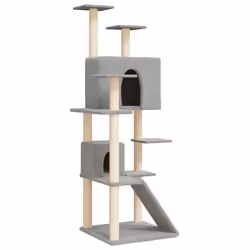 vidaXL Albero per Gatti con Tiragraffi in Sisal Grigio Chiaro 153 cm - Vista aggiuntiva 2
