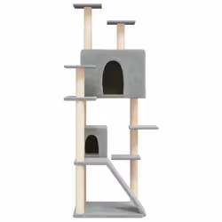 vidaXL Albero per Gatti con Tiragraffi in Sisal Grigio Chiaro 153 cm - Vista aggiuntiva 3