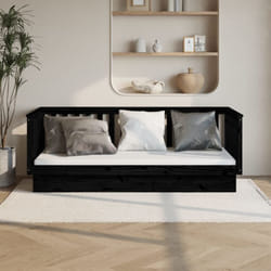 Dormeuse Nera 100x200 cm in Legno Massello di Pino - Vidaxl