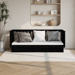Dormeuse Nera 75x190 cm in Legno Massello di Pino - Vidaxl