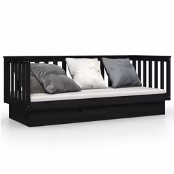 vidaXL Dormeuse Nera 90x190 cm in Legno Massello di Pino - Vista aggiuntiva 2