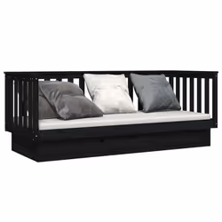 vidaXL Dormeuse Nera 90x190 cm in Legno Massello di Pino - Vista aggiuntiva 3