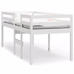 vidaXL Letto a Soppalco Bianco 90x190 cm in Legno Massello di Pino - Vista aggiuntiva 2