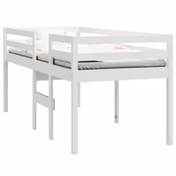 vidaXL Letto a Soppalco Bianco 90x190 cm in Legno Massello di Pino - Vista aggiuntiva 3