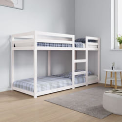 Letto a Castello, Letto per adulti Bianco 75x190 cm in Legno Massello di Pino Vidaxl 7596