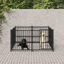 Recinto Gabbia per Cani da Esterno in Acciaio Nero Resistente varie dimensioni dimensioni: 194 x 193.5 x 100 cm