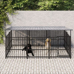 Recinto Gabbia per Cani da Esterno con Tetto in Acciaio varie dimensioni dimensioni: 200 x 198 x 128 cm