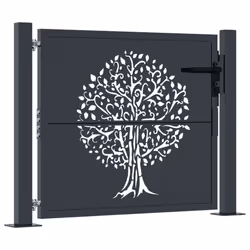 vidaXL Cancello Giardino Antracite 105x105 cm in Acciaio Design Albero - Vista aggiuntiva 2